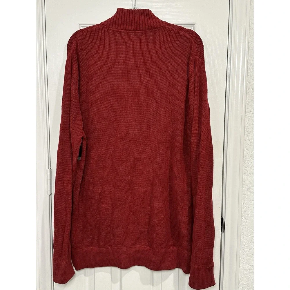 Eddie Bauer 1/4 Zip Knit 100% Cotton Pullover Sweater Men's‎ Size Large Dark Red